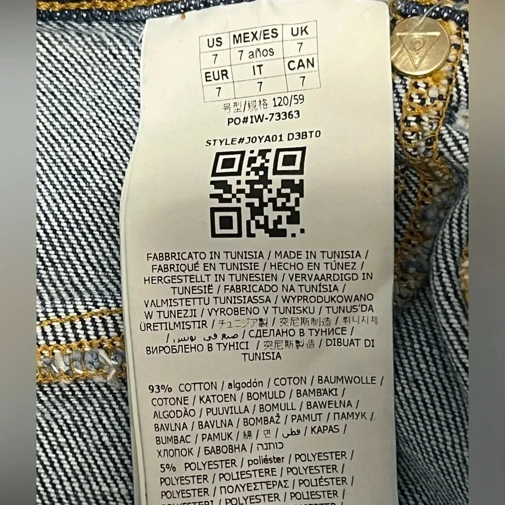Guess big girls button up front skinny jeans hi waist stretch denim size 7 NWOT